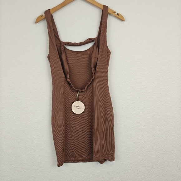 Camila Coelho NWT Minikleod Kennedy Cutout Ribbed Mini Dress In Brick Mauve XS - Picture 5 of 8
